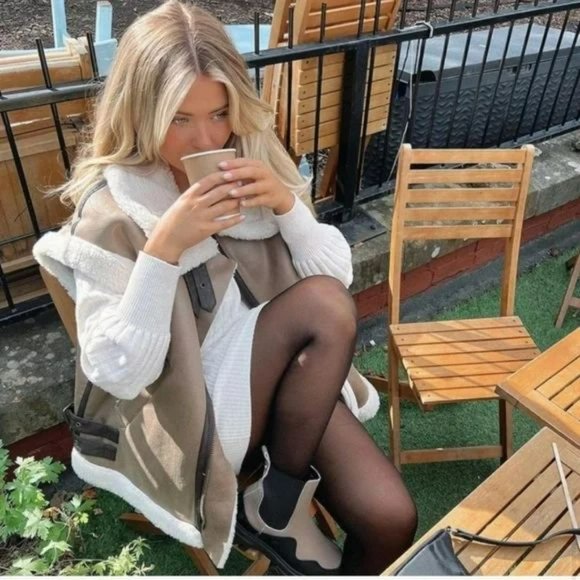 ZARA COMBINATION DOUBLE FACE FLEECE VEST - Picture 14 of 16